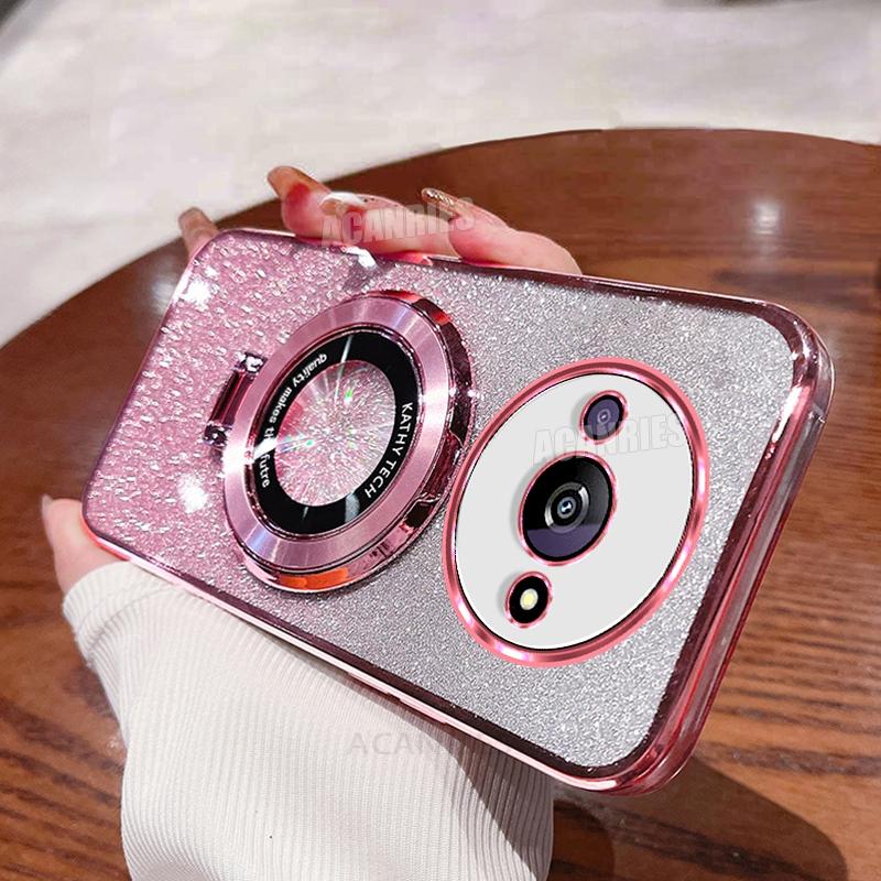 

Redmia3 Роскошный блестящий держатель для силиконового чехла для Xiaomi Redmi A3 A3x Redmia3x Ударопрочный защитный чехол-подставка Poco C61 Redmi A3X