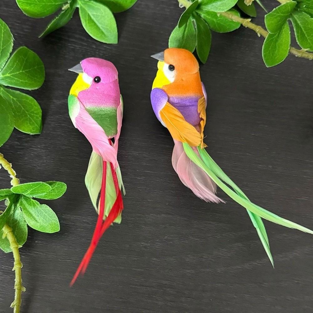 6ks Barevné Simulační Ptáci Fotografické Rekvizity Dlouhosrstý Vrabec Dekorativní Falešný Pták Domácí Dekorace s Klipem