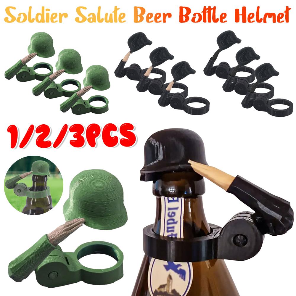 1/2/3 Stück Soldatengruß Bierflasche Helm Craft-Bier Flaschenkorken Staubdicht Lustiger Bierflaschenverschluss für Party Bar Veteranen