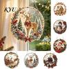 Festive Fireplace Wall Decorations Xmas Snowman Hanging Ornament, Round Acrylic Santa Reindeer Christmas Gift Ideas Door Sign for Window Decor