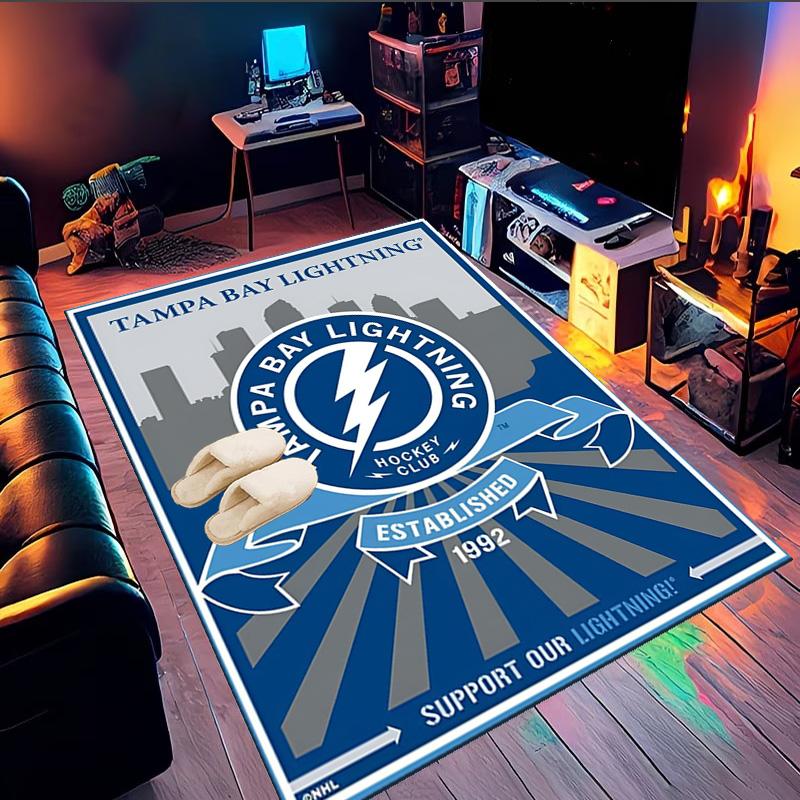 Tampa Lightning Logo Area Rug Suitable for Indoor And Outdoor,Carpets for Kitchens, Homes, Offices, Living Rooms,Home Decor,Christmas Gift