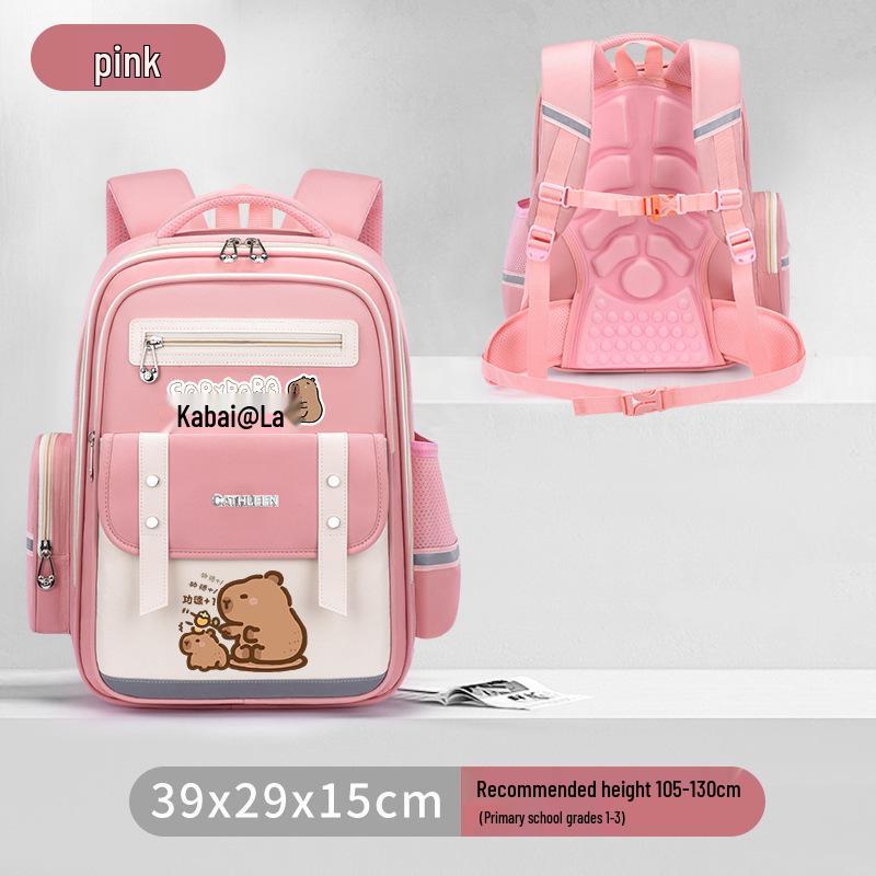 Capybara Oxford Spine-Support Backpack for Grades 1-6: Boys & Girls School Bag