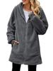 Winter loose plush women's long sleeved hooded zipper cardigan jacket