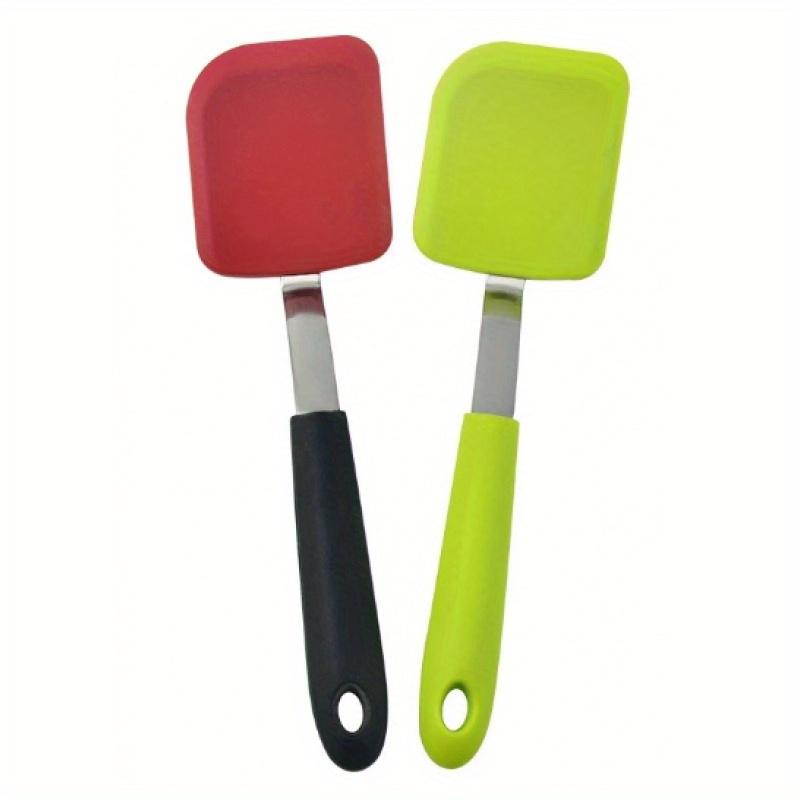 

2pcs Silicone Food Grade Non-Stick Steak Fryer Spatula Silicone Long Handle Slotted Flipper Spatula, High Temperature Resistant Kitchen Cookware 2pcs