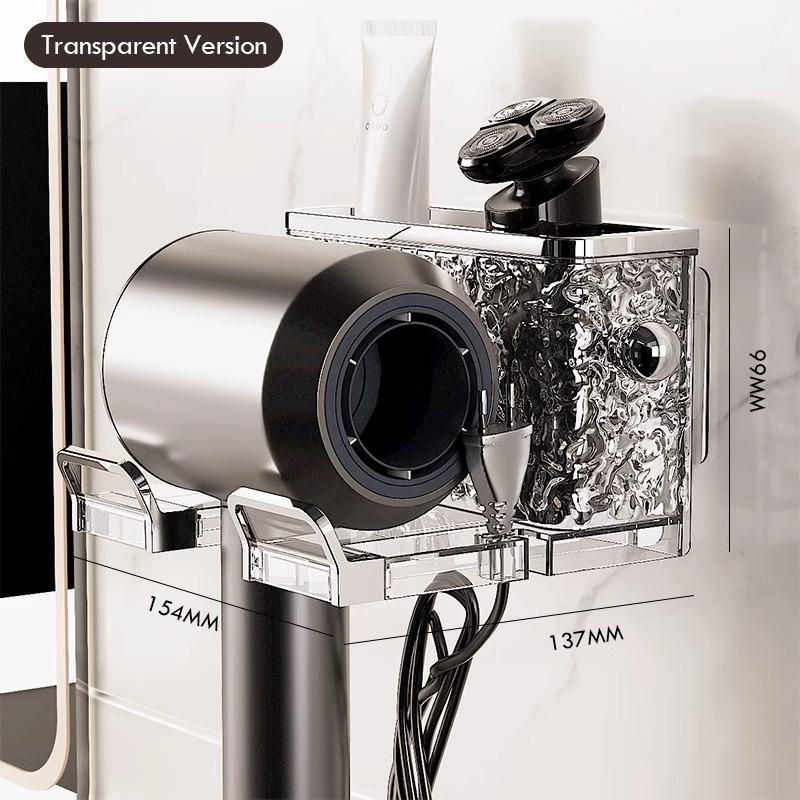 

Стеллаж для хранения фена для ванной комнаты с узором Glacier, настенный, неперфорированный, многофункциональный шкаф