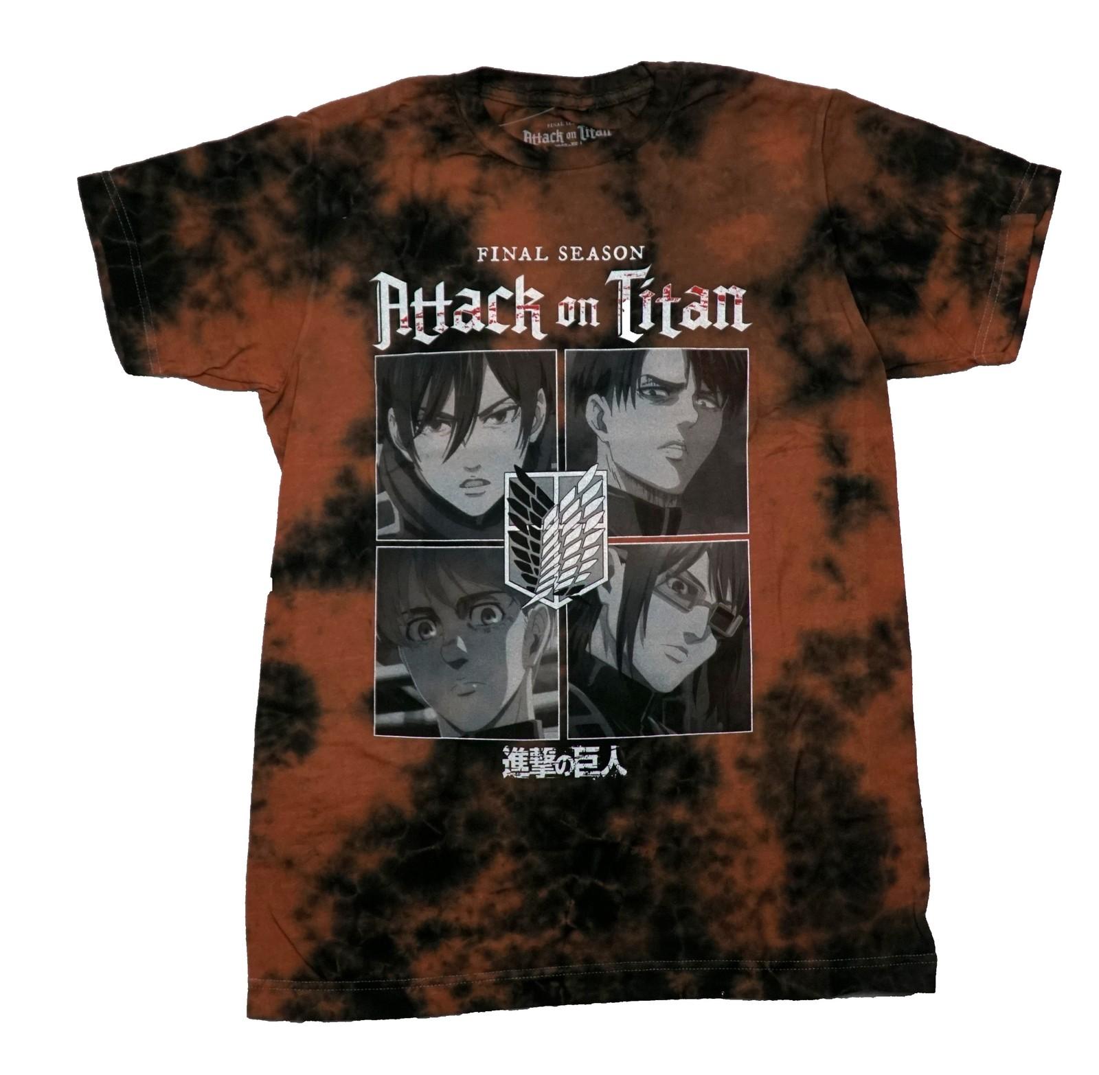 Attack on Titan Final Season 4 New Adult T-Shirt - Grayscale Boxed Images Tie XXXXL