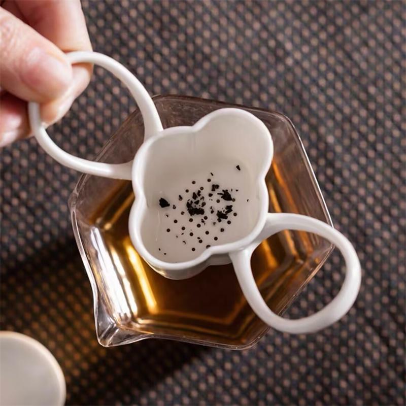 Flowe Shape Tea Strainer Ceramic Tea Filter Loose Tea Leaves Fine Mesh For Tea Maker Kungfu Tea Set Coffee Filter Teaware