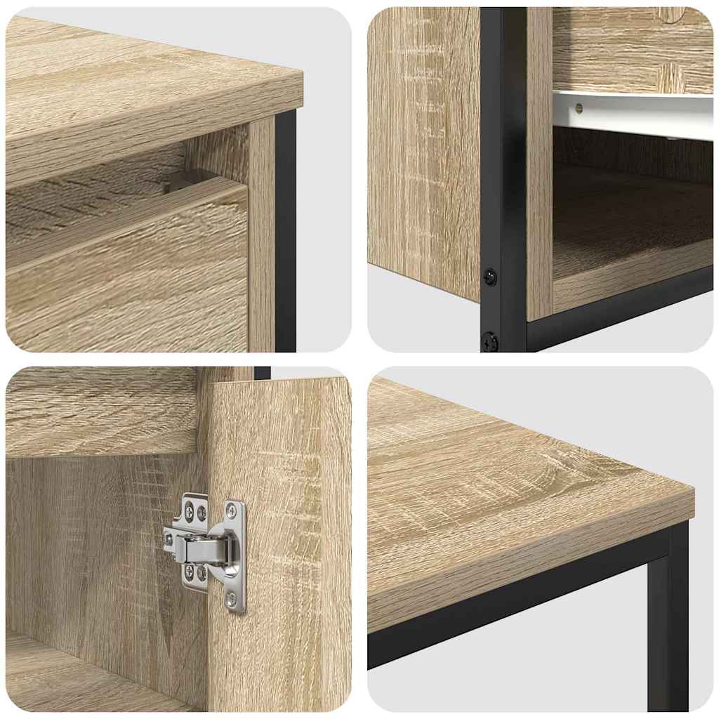 Bathroom Furniture Set with Shelf 2 pcs Sonoma Oak and Black