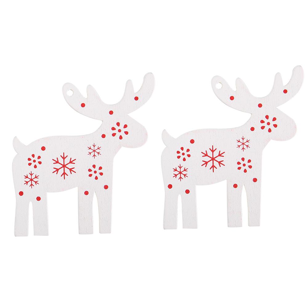 50 Pcs Wooden Pendant Decorative Ornament Home DIY Accessory Painted Artware Deer