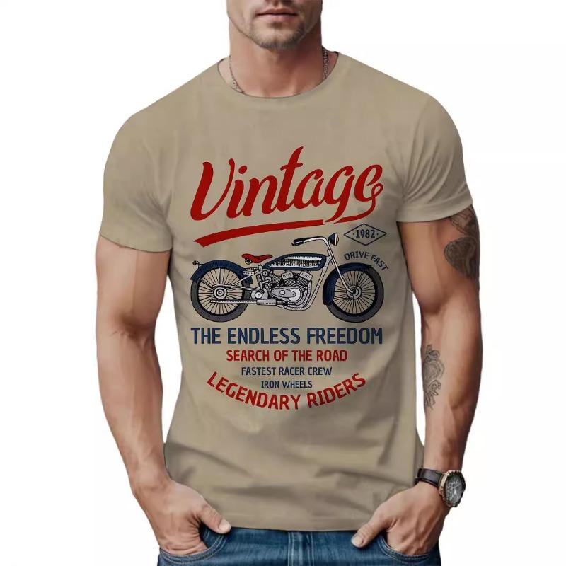 Koszulka z nadrukiem 3D Męska Uliczna Modna Koszulka z Blokami Kolorów z Okrągłym Dekoltem i Krótkim Rękawem