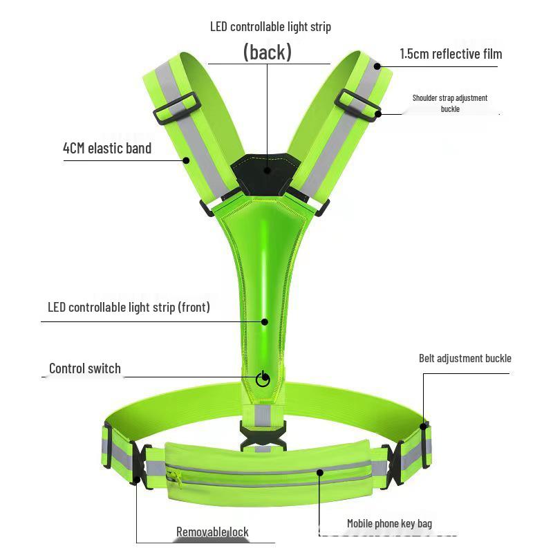 Adjustable LED Reflective Vest for Night Running and Cycling