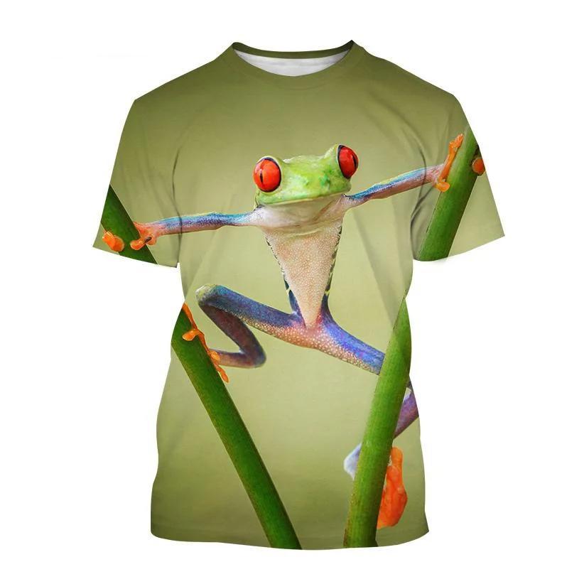 Nouveauté Animal grenouille hommes t-shirts drôles vêtements amples à manches courtes mode surdimensionné imprimé t-shirt à col rond