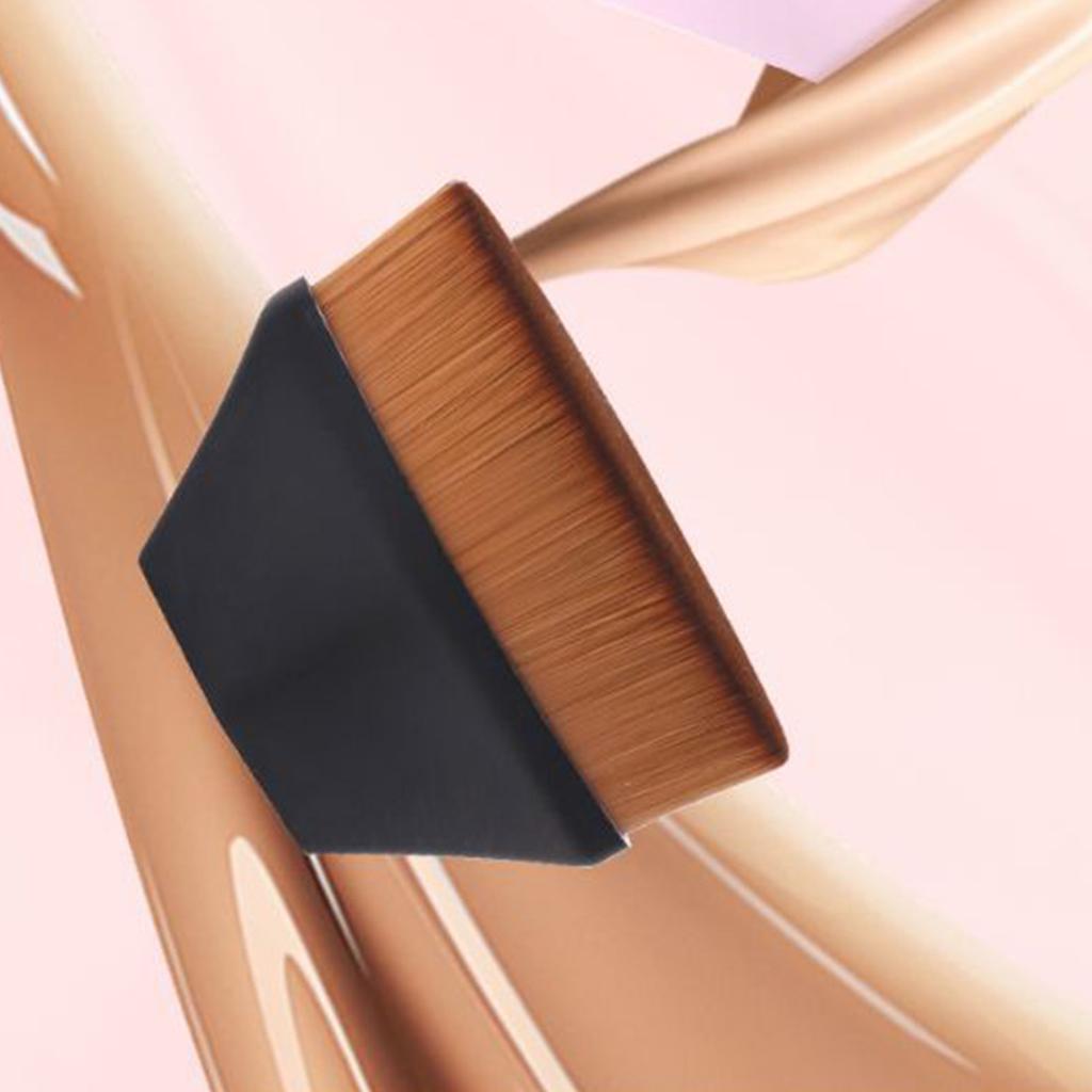 Foundation Makeup Brush Flat Top Shed Free Strong Grasping Portable Makeup Brush Black with Storage