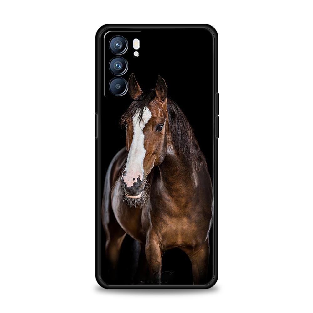 Animal Horse Phone Case For Oppo A17 A31 A54 A57 A78 A79 A98 Find X5 X6 Reno 6 7 8 10 11 12 13 F Pro 5G Soft TPU Cover Funda Bag