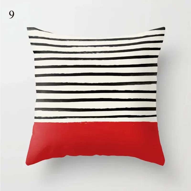 Red Printed Pillowcase Square Waist  Geometric Cute Cushion Cover Fashion Car Decoration Homeware