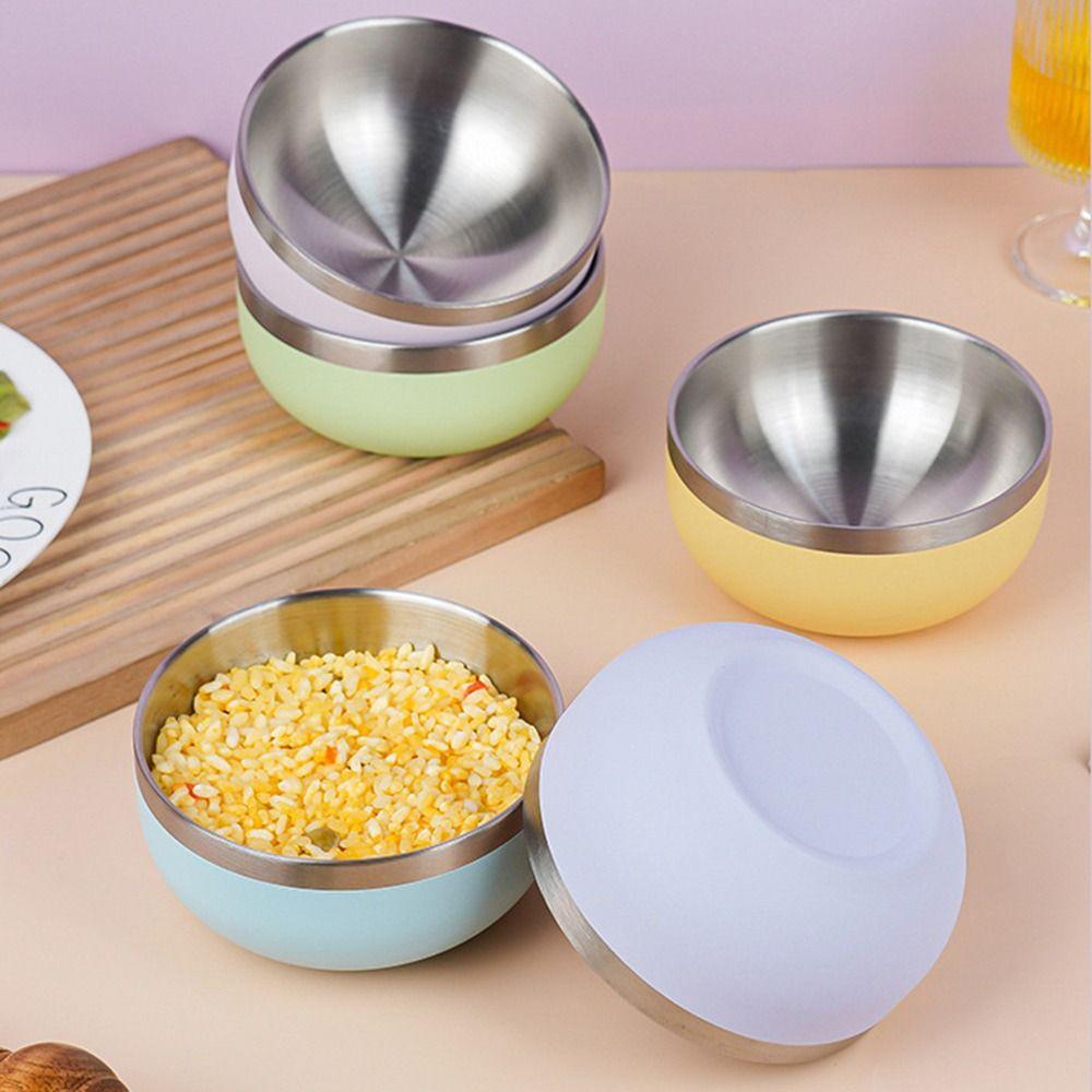 Multi-color Fruit Salad Bowl Round Bowl Food Container Stainless Steel Bowl  Kitchen Tableware