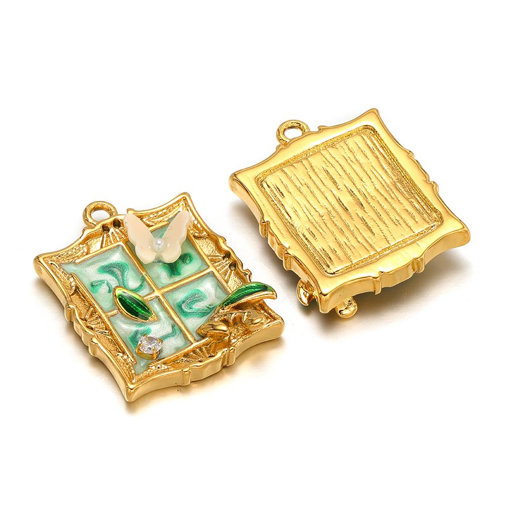 3Pcs Monet Garden Classical Charms Gold Stainless Steel Painted Flower Jewelry for DIY Necklace Pendant Bracelet Earrings Making
