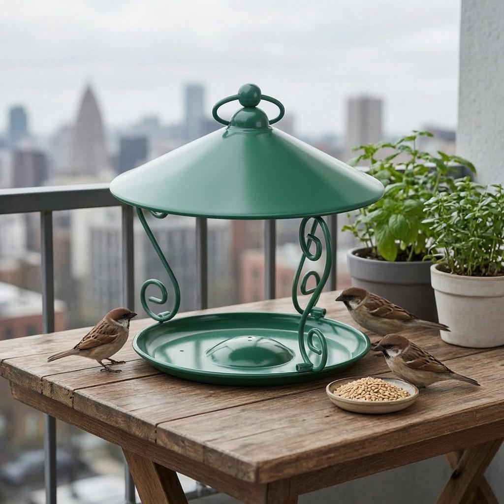Hanging Bird Feeder Open with Tray Heavy-Duty for Garden