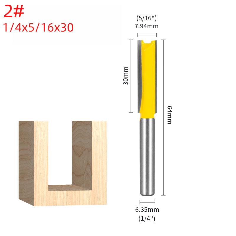 6-Piece Yellow Router Bit Set for Woodworking: Straight, Trimming, Grooving, and Engraving Bits
