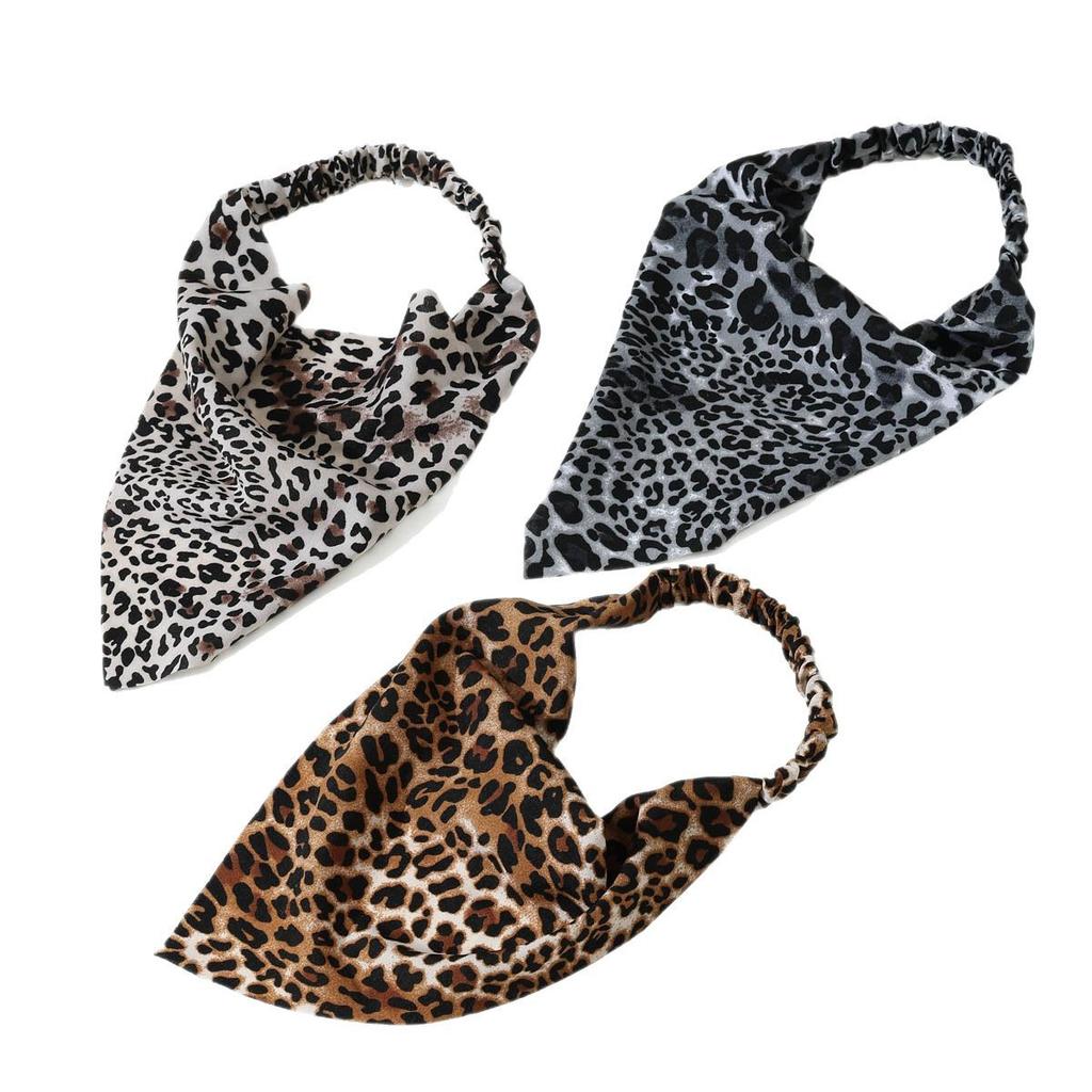 Triangular Elastic Headband, Beach Sunscreen Headscarf, Fashionable Versatile Leopard Print Triangular Headgear
