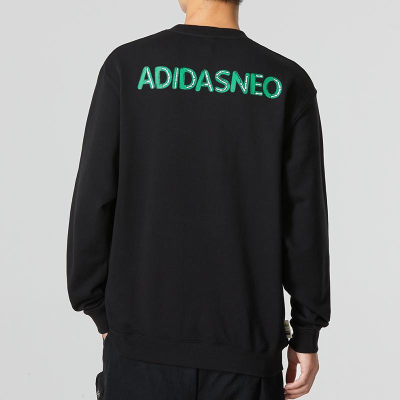 Adidas Neo Jf Ss Sweat Casual Letter Print Crew Neck Sweatshirt Men Tops Black HM9945