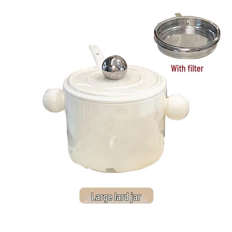 Cream Style Ceramic Lard & Chili Oil Pot with Funnel