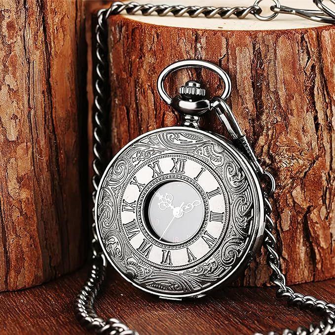 TecoKart® Roman Pocket Watch for Men – Vintage Retro Pocket Clock with Chain, Antique Watch for Men