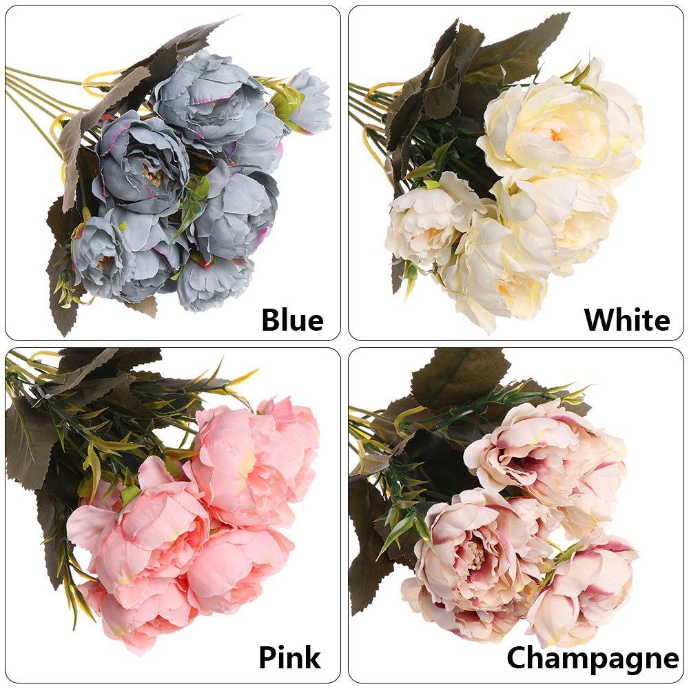 8 head DIY Decor Wedding Vintage Artificial Flowers Rose bouquet Silk Peony Party Decoration