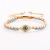 High Quality New Fashion Cute Design CZ Micro Pave Blue Eye Charm Small Gemstone Handmade Macrame Friendship Cord Bracelet Women