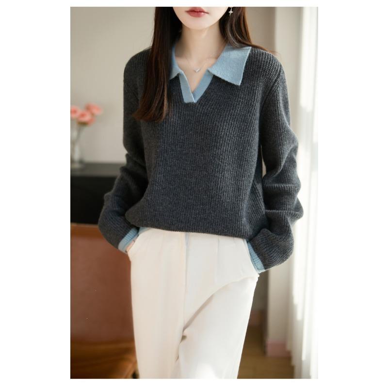 Women S Cotton Knit Sweater Stand Collar Long Sleeve Casual Basic Top