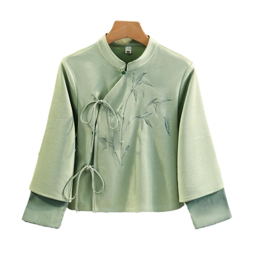 Chinese Style Embroidered Tang Suit Hanfu Qipao Top for Women - Autumn & Winter Collection