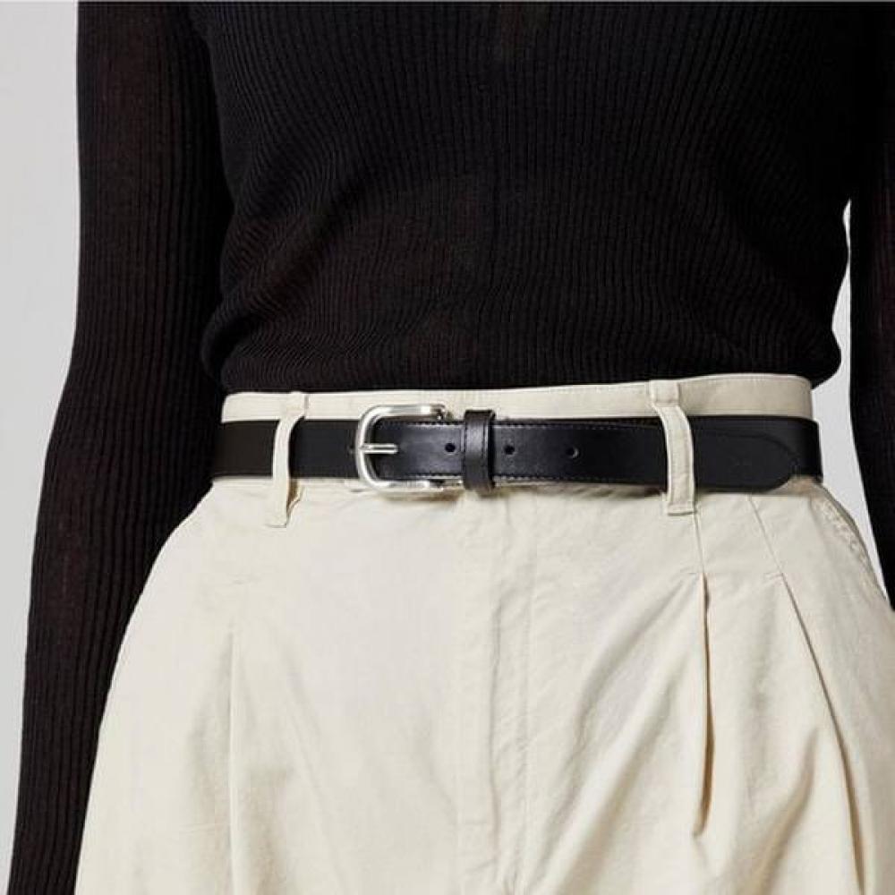 DakS Black Slim Matte Buckle Cowhide Women S Belt Single option