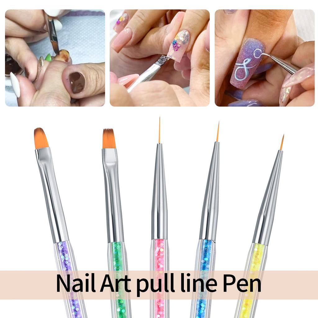 9-teiliges Nailart-Pinselset - Liner/Punktierwerkzeuge + Schwammstift für Gelnägel
