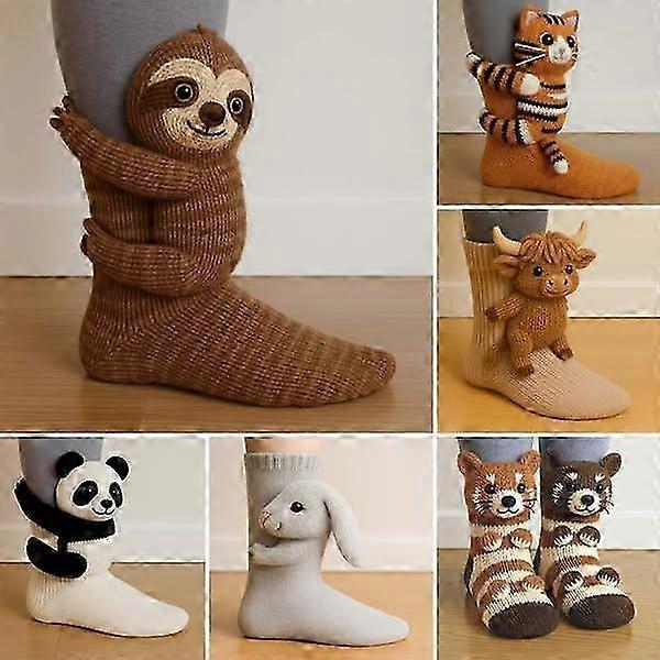 Novelty Cartoon Animal Socks - Christmas Gifts: Cat & Deer Warm Winter Socks for Girls & Women