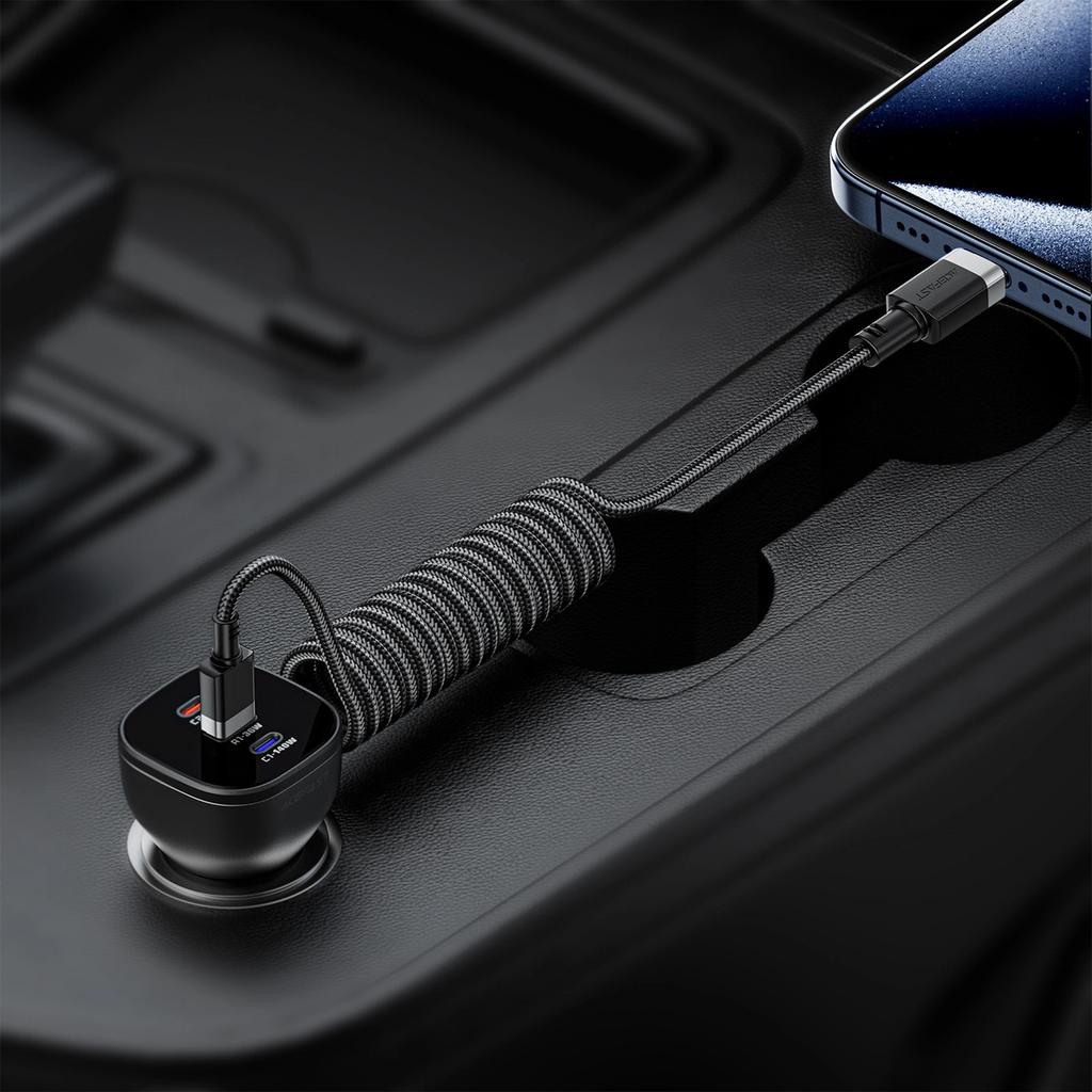 Kabel Acefast C14-04 Usb-A - Usb-C Sprężynowy 480Mb/S 3A 1.2M - Czarny