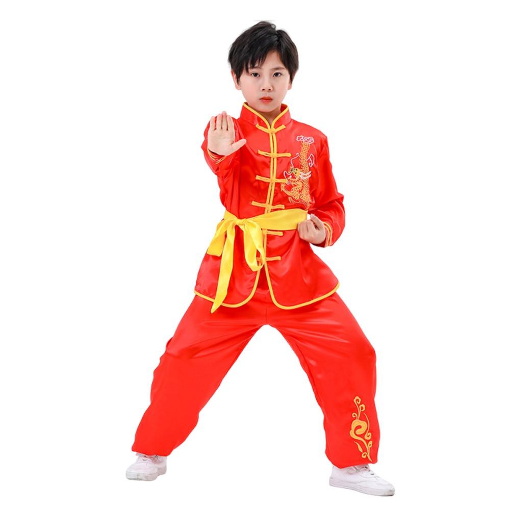 Traditional Wushu Costume Long Sleeves Tai Chi Uniform Fashion Kungfu Uniform  Kids Boys Girls