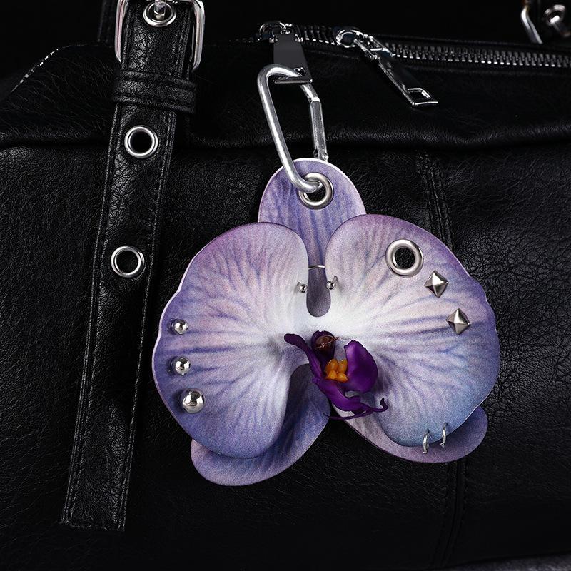 Personalized Phalaenopsis Keychain Creative Hand-Punched Puncture Simulation Flower Pendant  Backpack Accessories Gifts