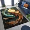 Luxurious Lucky Koi Fish Yin Yang Carp Cartoon Rug for Bedroom Living Room Sofa Home Doormat Decor,Large Kids Non-slip Floor Mat