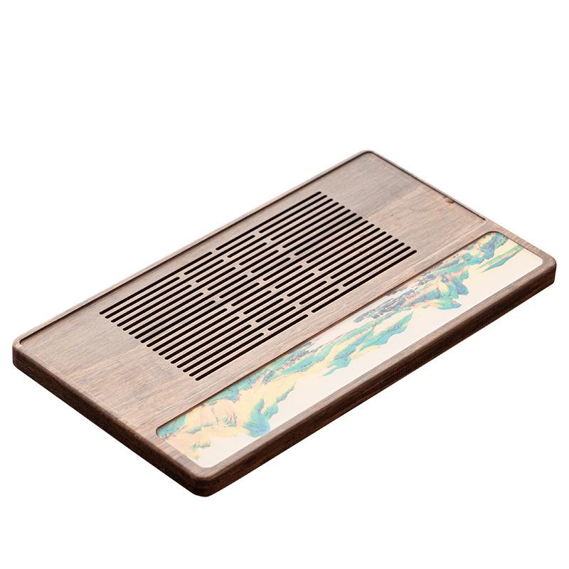 New Chinese Style Household Drawer Water Storage Tea Tray Heavy Bamboo Tea Set Tray Simple Modern Solid Wood Large Tea Table Tea