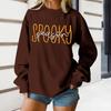 Women's Round Neck Printed Tops Cotton Casual Fashion Long Sleeve Pullover Top Blouse