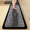 Nordic Diatom Mud Stain-Resistant Geometric Kitchen Mat Set, Easy-Clean, 2-Piece Strip Design.