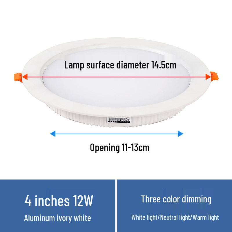 ספוט תקרה שקוע LED 12W תלת-צבעי ניתן לעמעום - סופר בהיר 6 אינץ'