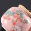 Creative Cute Strawberry Bunny Ceramic Storage Jar Portable Sealed Tea Jar Delicate Cartoon Bunny Storage Container Home Decor