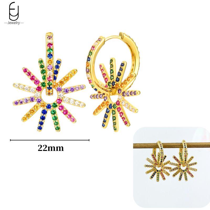 925 Silver Ear Buckles Fashion Hoop Earrings Colorful Crystal Pendants Gold Earring Premium Luxury Women's Jewelry Gift