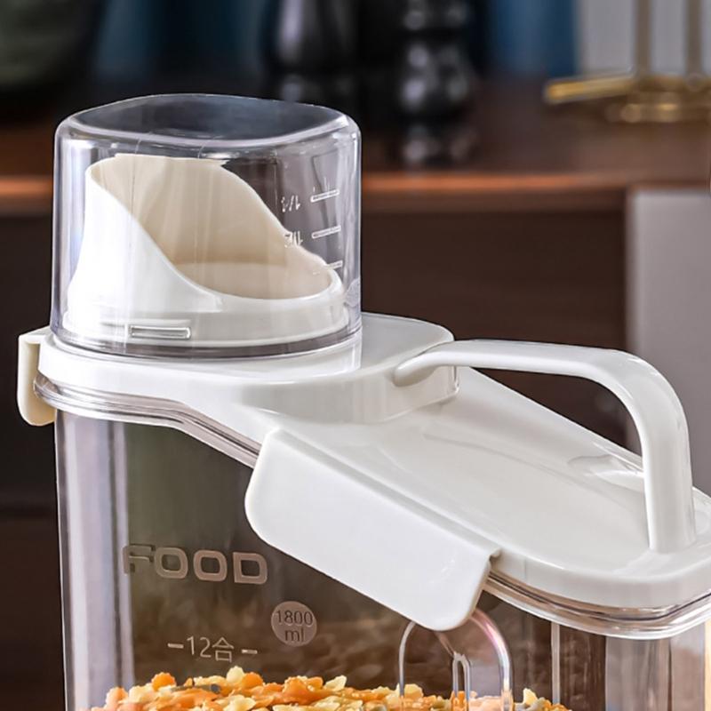 Plastic Kitchen Canister with Airtight Lid Large Food Storage Container Clear Jar Cap with Scales for Flour Coffee Beans