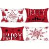 1PCS Christmas Red & White Pillowcases: Merry, Holly, Happy Holidays! Sofa Bed Cushion Cover, New Year Home Decoration
