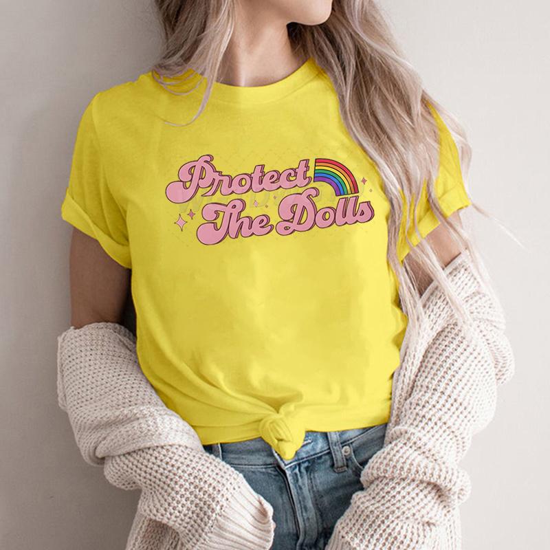 

Protect The Dolls Quote Print Tshirt LGBTQ Proud Gift Rainbow Fashion Unisex Tshirts Unisex Casual Crew Neck Summer Tops Clothes 4XL