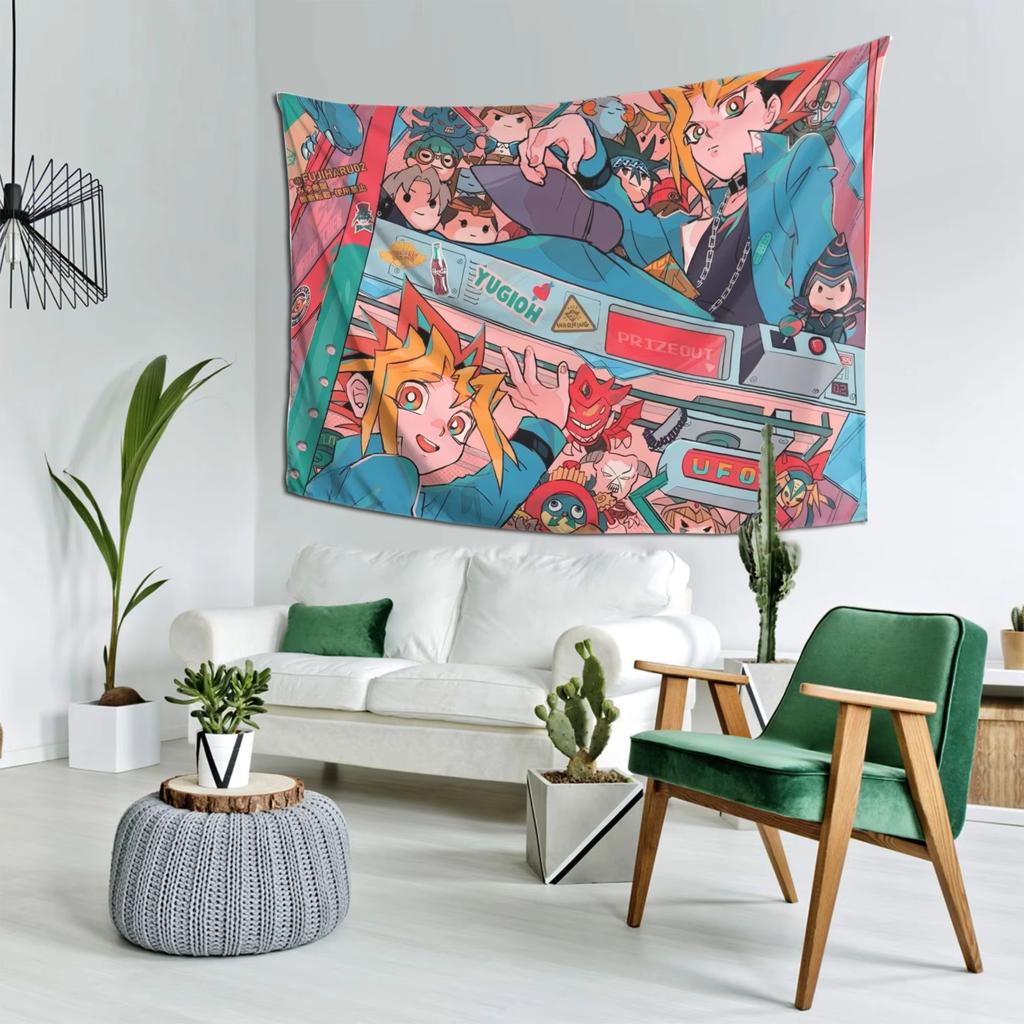 YuGiOh Arcade Themed Tapestry YUGIOH PRIZE OUT Text Ideal for Bedroom Dorm Room Decor Anime Card Game Fans