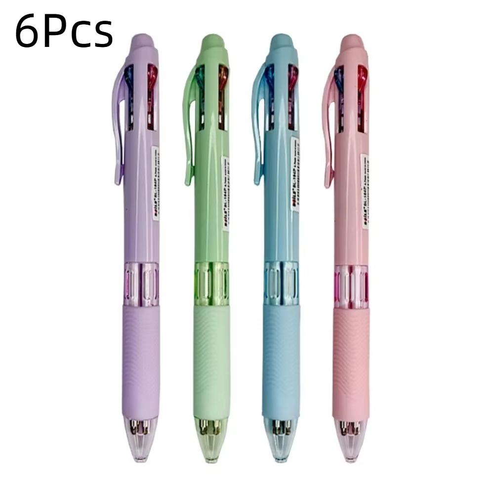 6pcs 0.7mm Refill Multicolor Retractable Pen Rubber Grip Press Roller Ball Pen  Office