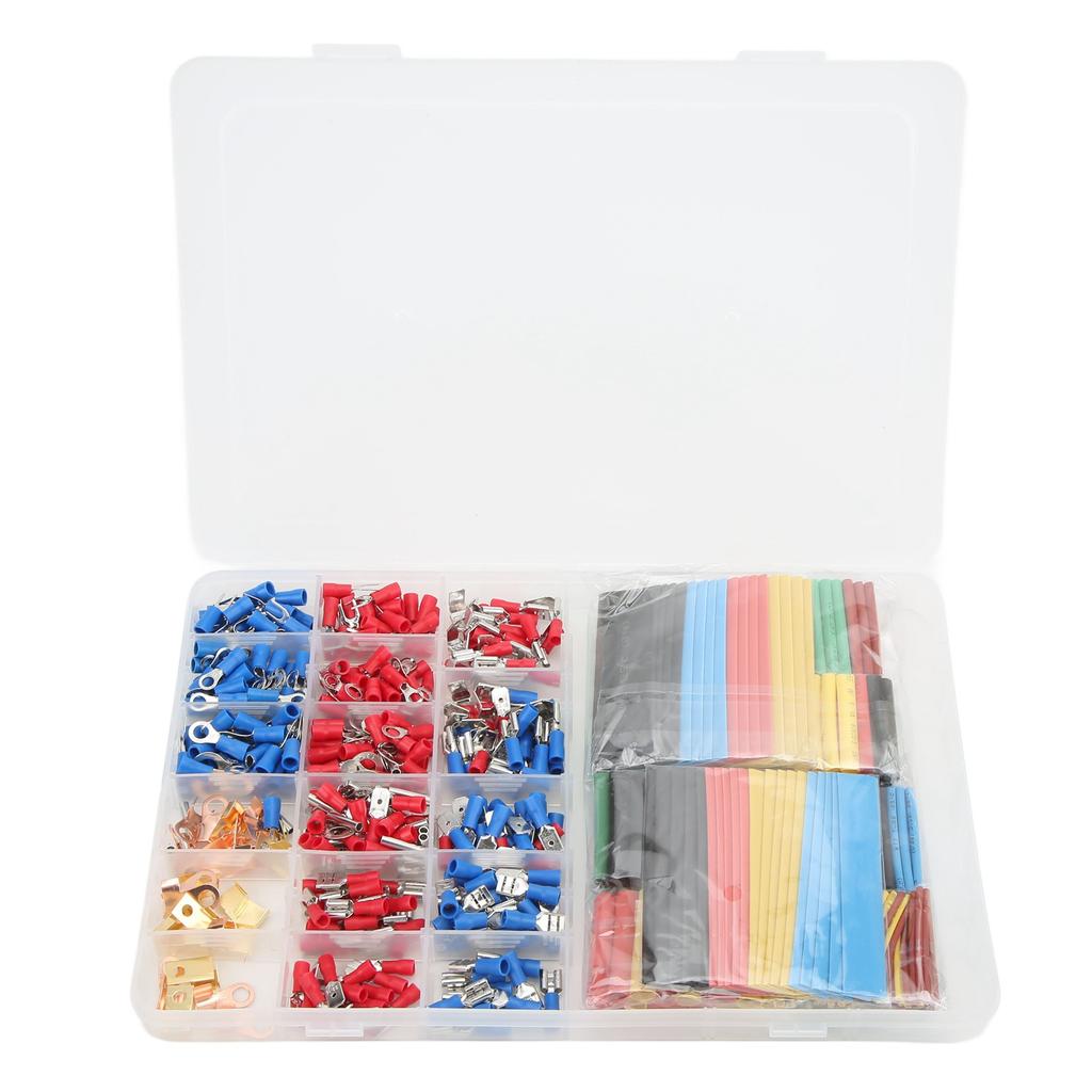 350pcs Cold Pressing Electrical Connectors Insulated Wire Crimp Terminals with 328pcs Heat Shrink Tubing for Electronics